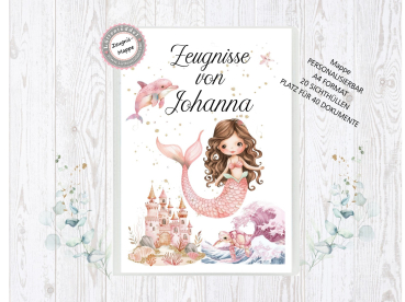 zauberhafte Zeugnismappe Sammelmappe Meerjungfrau Name personalisiert  Einschulung Schulkind Zeugnisse Lüttentüddel®